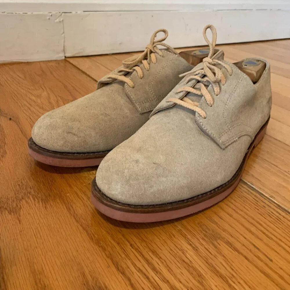 Vintage L.L. Bean  Derby Shoes Men's Size 11 M Tan Suede Leather Oxfords USA